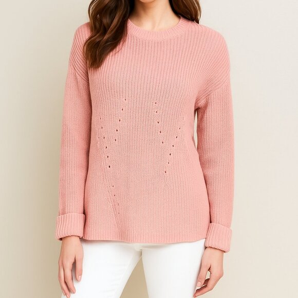 ✨M Magaschoni Pink Oversized Sweater Cashmere Wool Cotton Modal Blend Size M - Picture 1 of 8